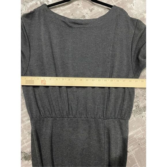 Medium, Anthropologie gray boat neck midi dress with front slit. - Picture 6 of 10